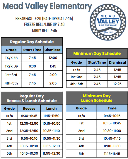 TK-5 Bell Schedule ENG